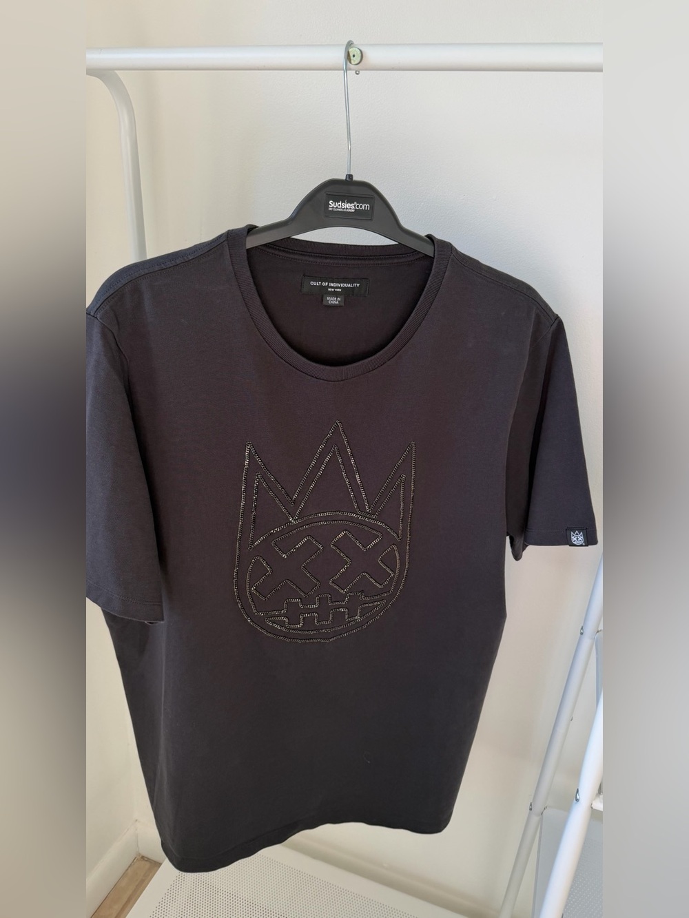 Cult of Individuality Black Short-Sleeve Embroidered Crown Graphic Tee